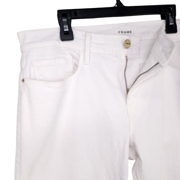 Frame Le Garcon Jeans Size 28 White Cropped Summer Coastal Casual - Picture 4 of 14